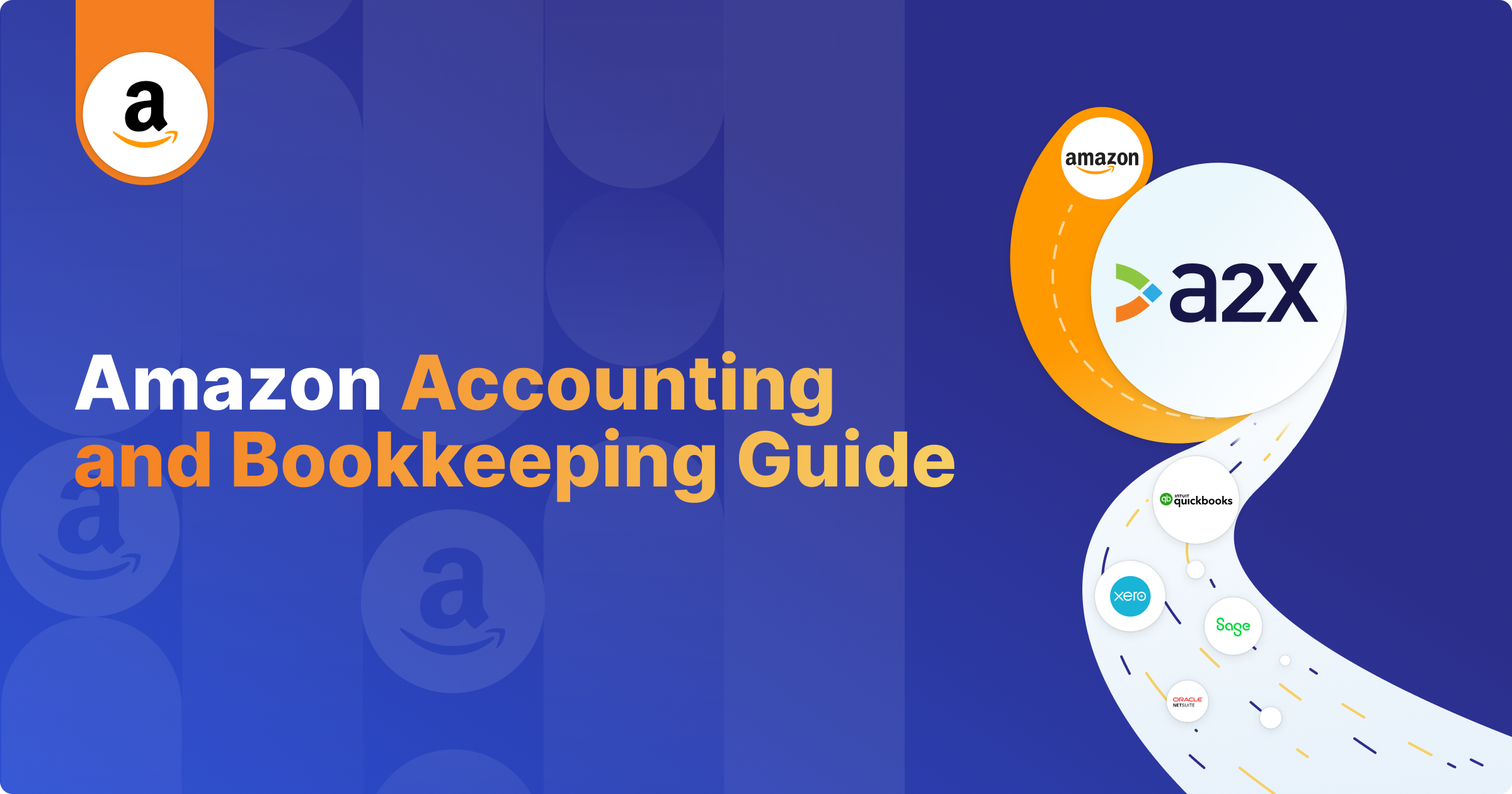 An illustration showing the Amazon and A2X logos with the text 'Amazon Accounting and Bookkeeping Guide'