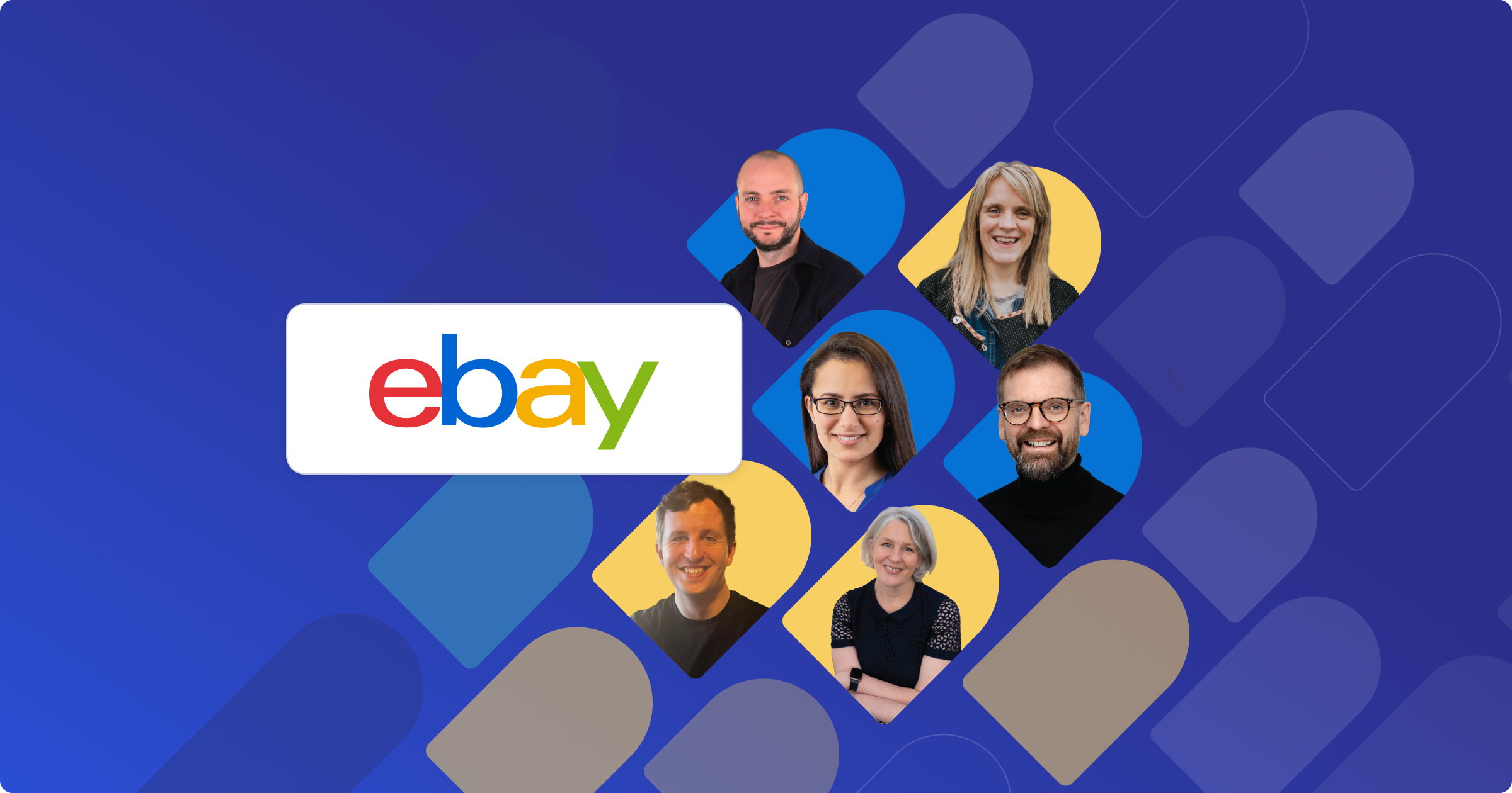 An illustration showing the eBay logo and headshots of accountants and bookkeepers who work with eBay sellers in the UK