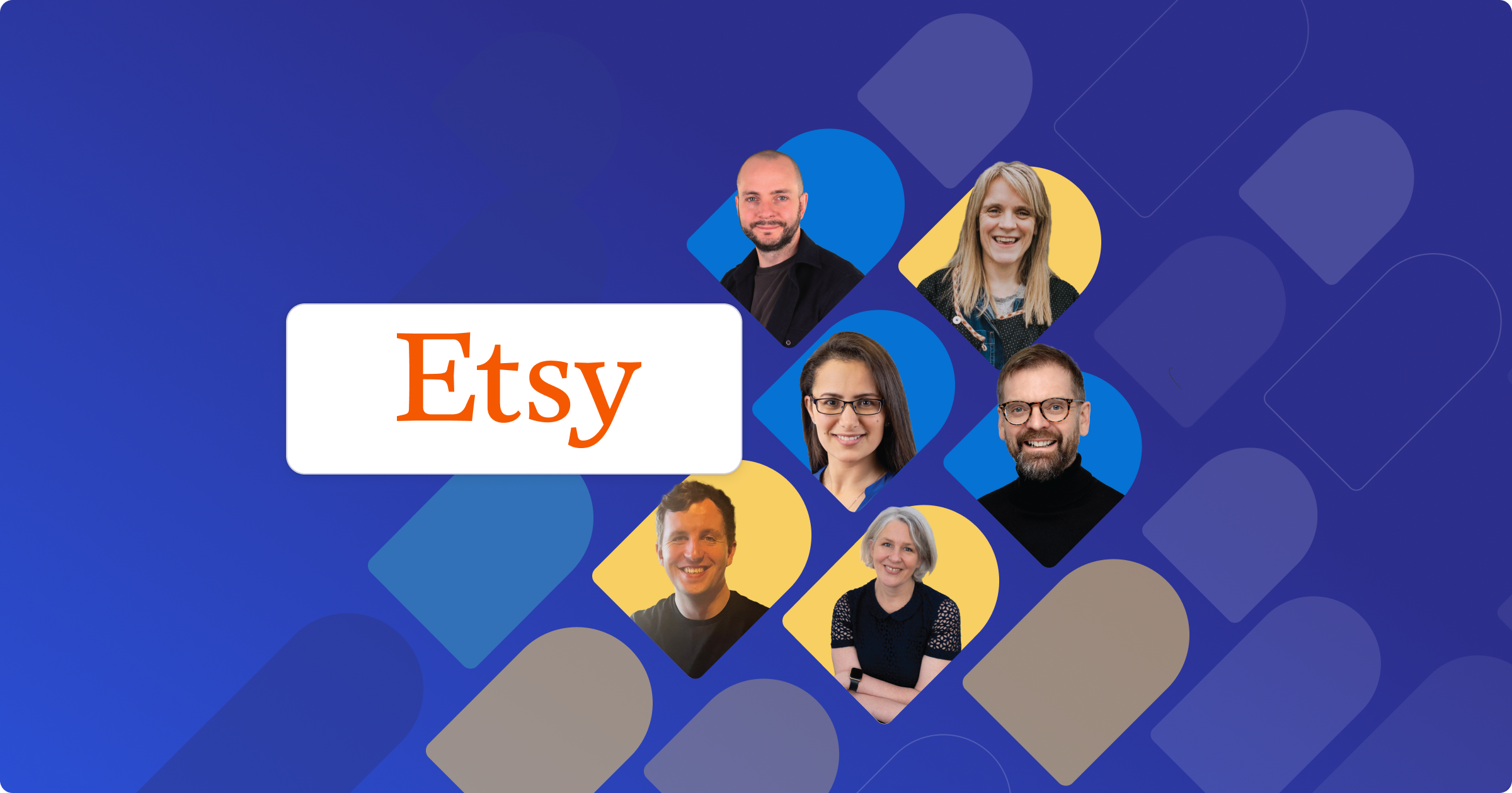 An illustration showing the Etsy logo and headshots of accountants and bookkeepers who are based in the UK