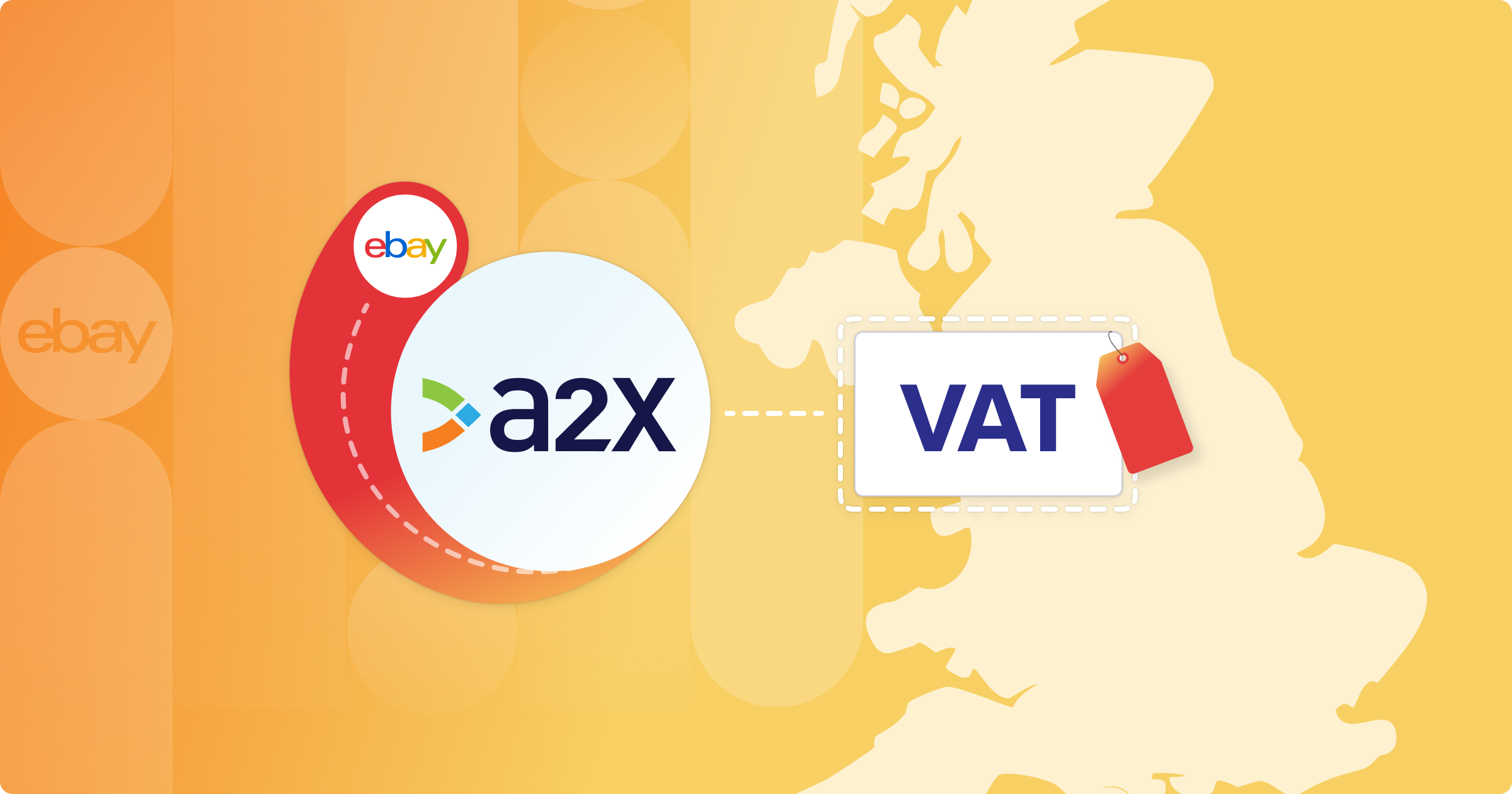 An illustration of the A2X and eBay logos beside the word VAT with a price tag