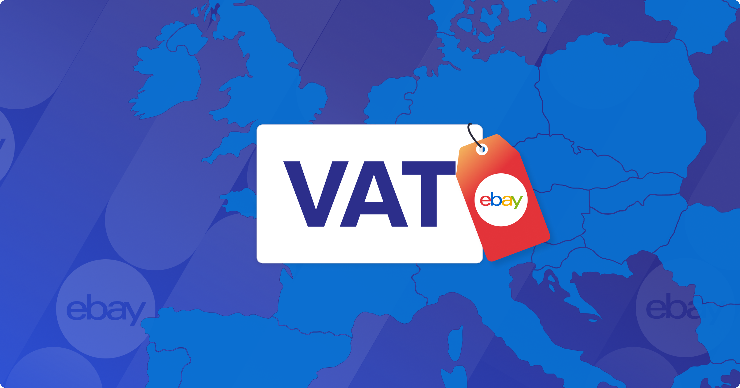 An illustration of the word VAT with the eBay logo on a price tag